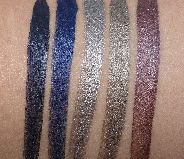 Swatches from the left: 01 Obsidian, 02 Minuit, 05 Onyx, 06 Green Iron and 10 Senso