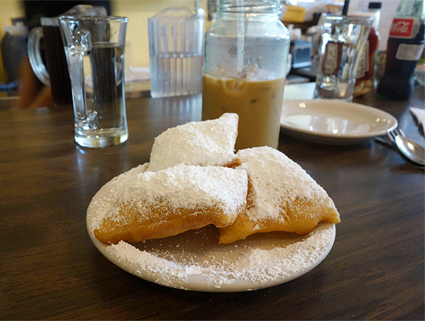 Beignets and iced coffee