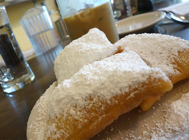 Beignets and iced coffee