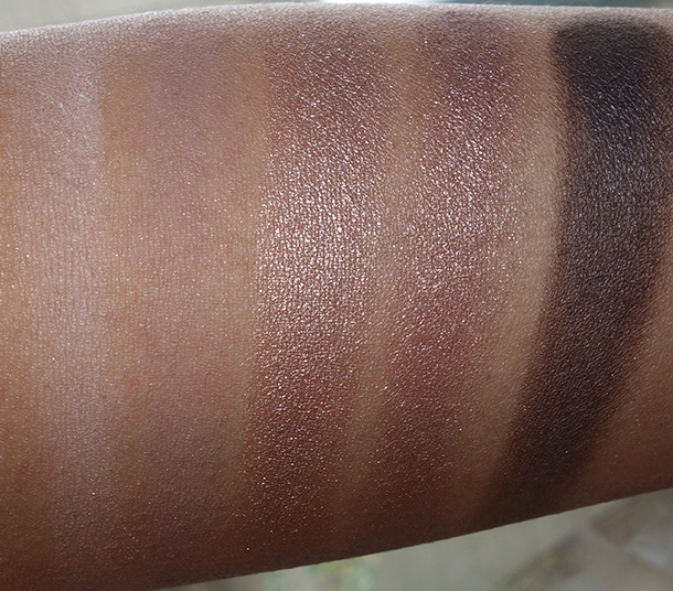 MAC Cool Neutral palette middle row: Pick Me Up, Cozy Grey, Crushed Clove, Deception and Brun