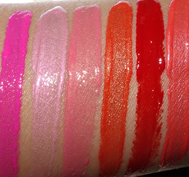 Revlon Ultra HD Lip Lacquer From the left: Tourmaline, Pink Diamond, Petalite, Citrine, Fire Opal and Sunstone