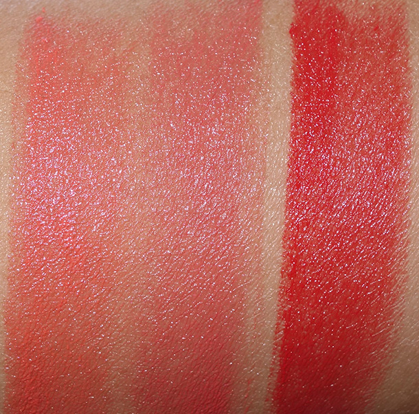 Revlon Ultra HD Lipstick Swatches From the left: Hibiscus, Tulip and Poppy
