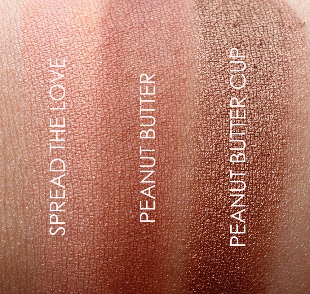 too faced peanut butter jelly swatches