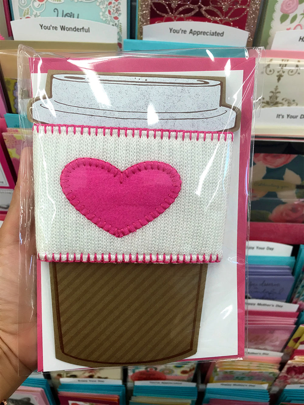 Love this coffee cozy with a heart