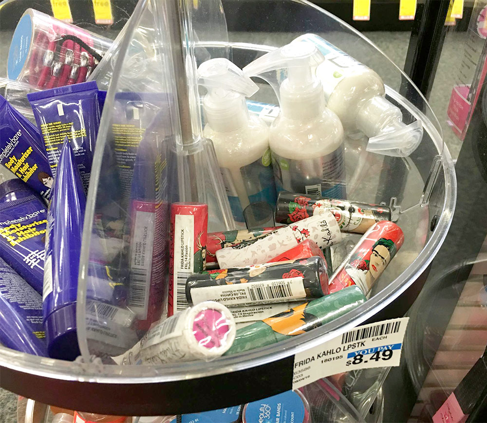 frida kahlo lipsticks in the bin