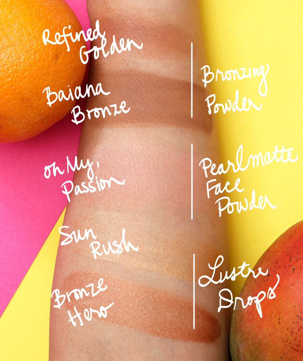 mac fruity juicy swatches bronzer pearlmatte lustre drops