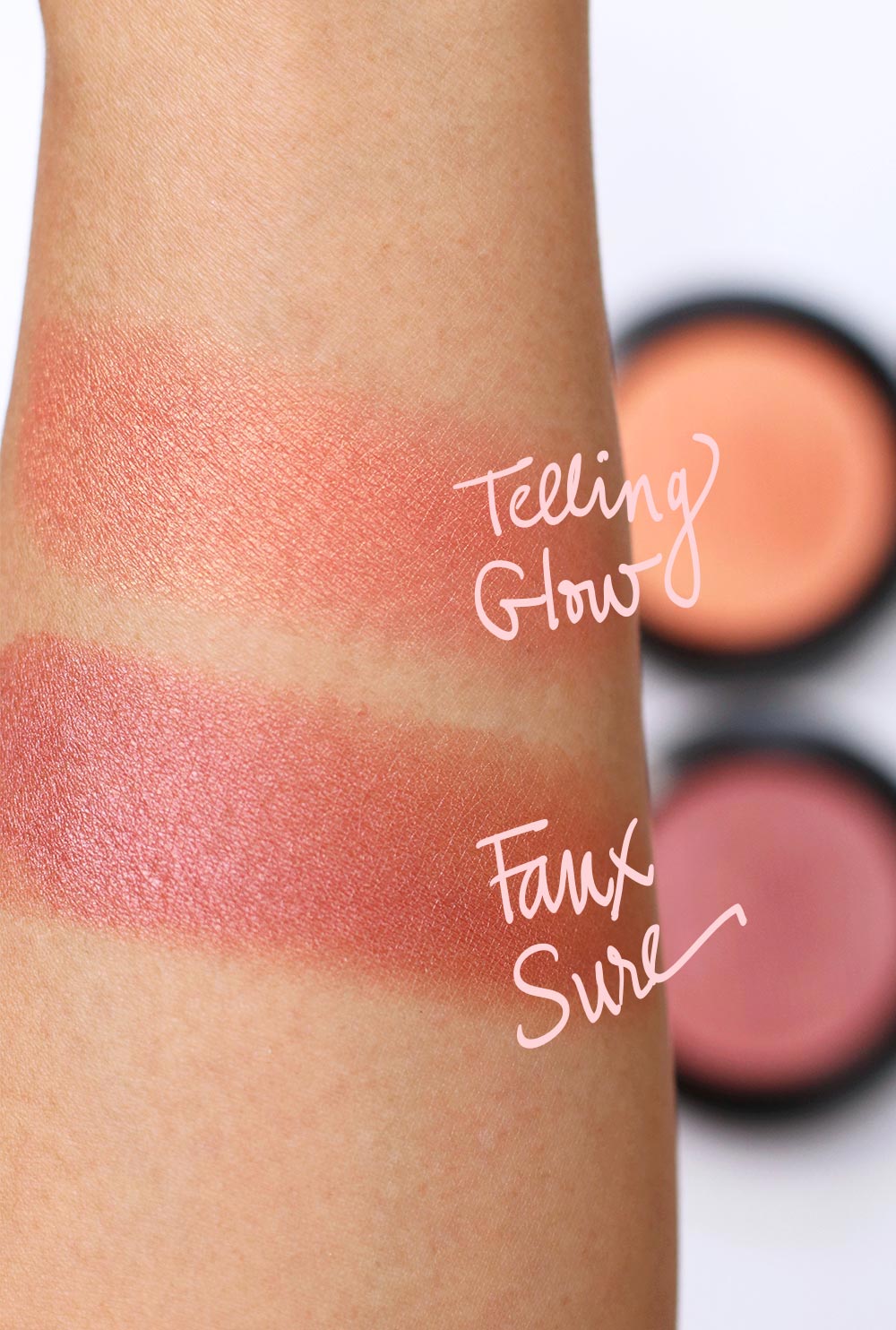 mac telling glow faux sure swatches