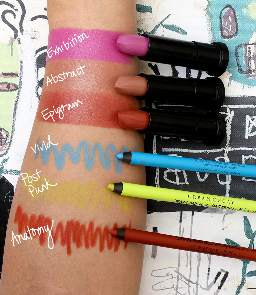 urban decay basquiat swatches lipstick eye pencil