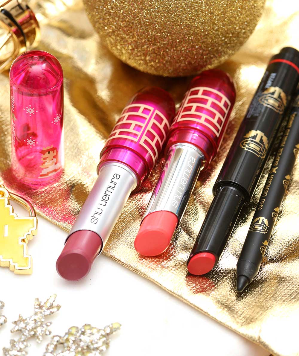 super mario makeup collection shu uemura lipsticks