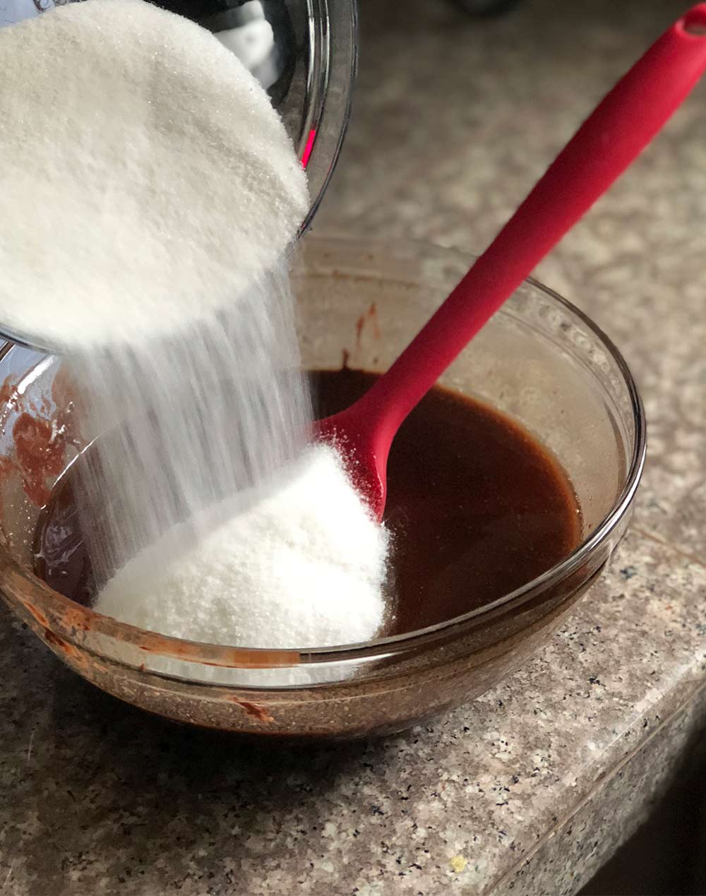 sugar into chocolate