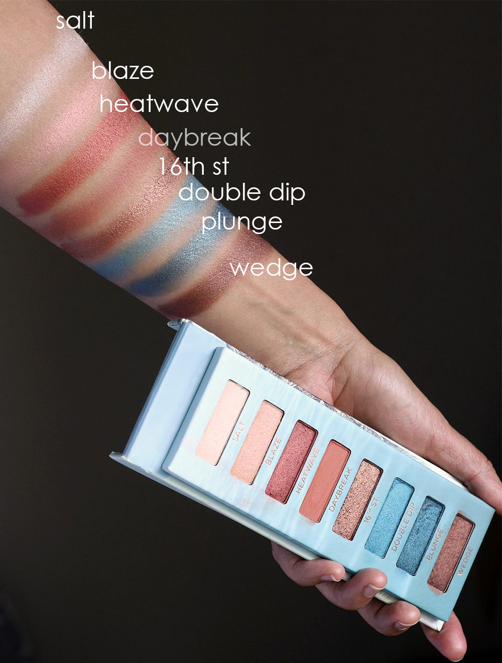 urban decay beached palette swatches