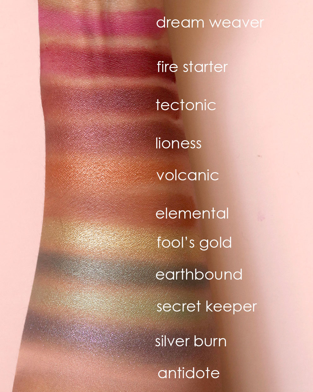 urban decay elemental palette swatches 1