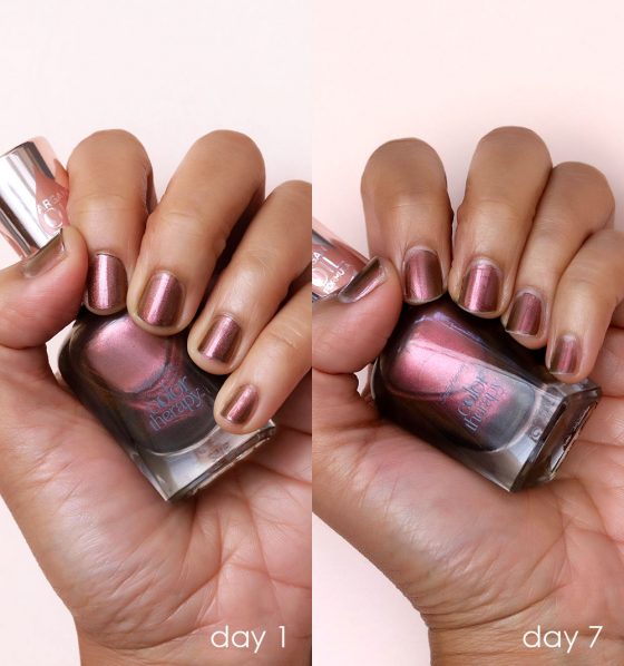 Desperately Seeking Persistent Polish: 7 Days With Sally Hansen Color Therapy Bronze Reflection
