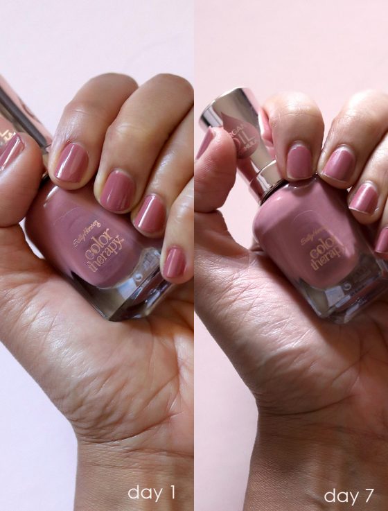 Desperately Seeking Persistent Polish: 7 Days With Sally Hansen Color Therapy Pink and Harmony