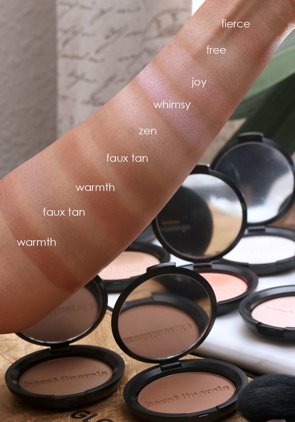 bareminerals glow collection swatches